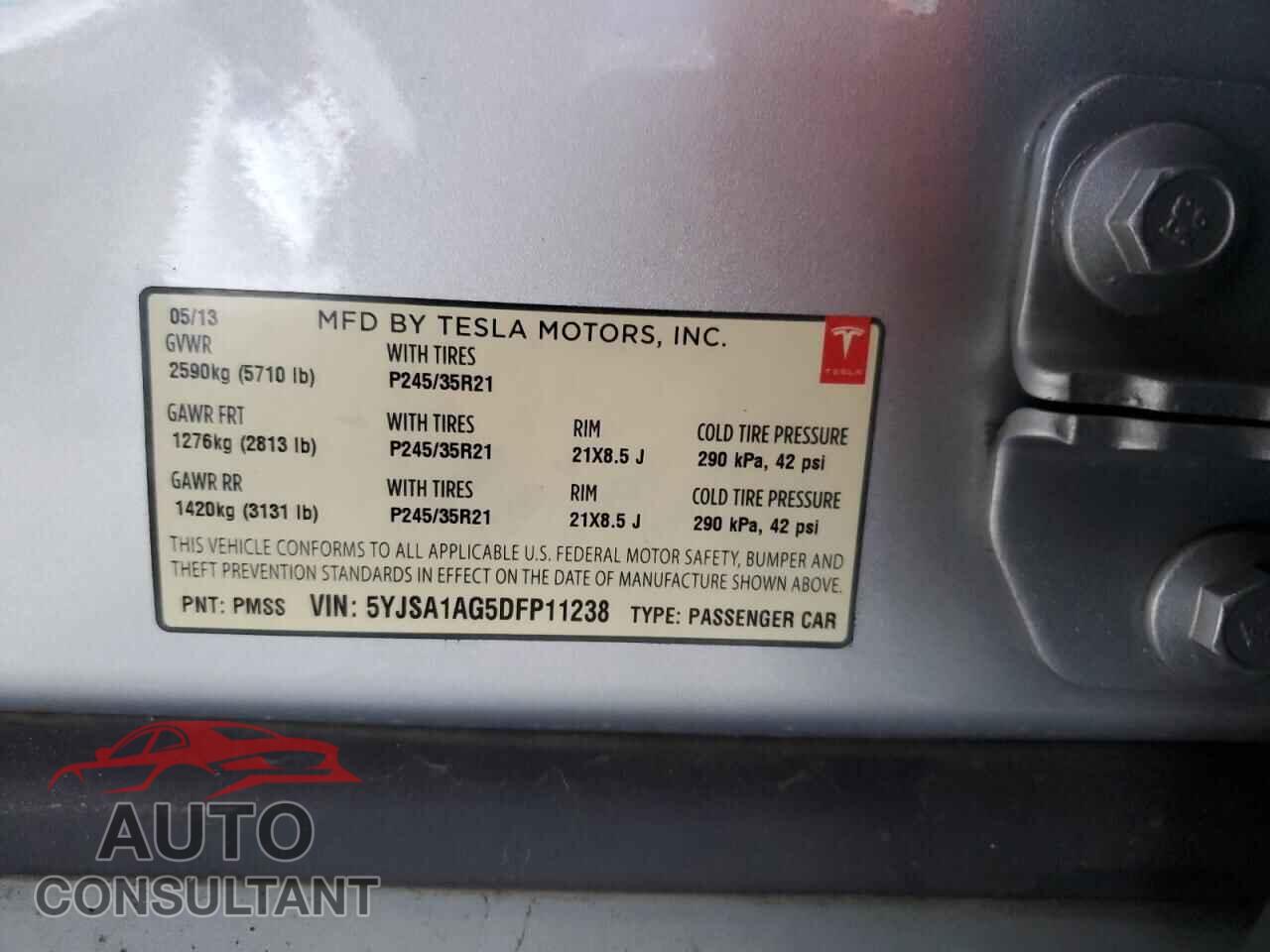 TESLA MODEL S 2013 - 5YJSA1AG5DFP11238