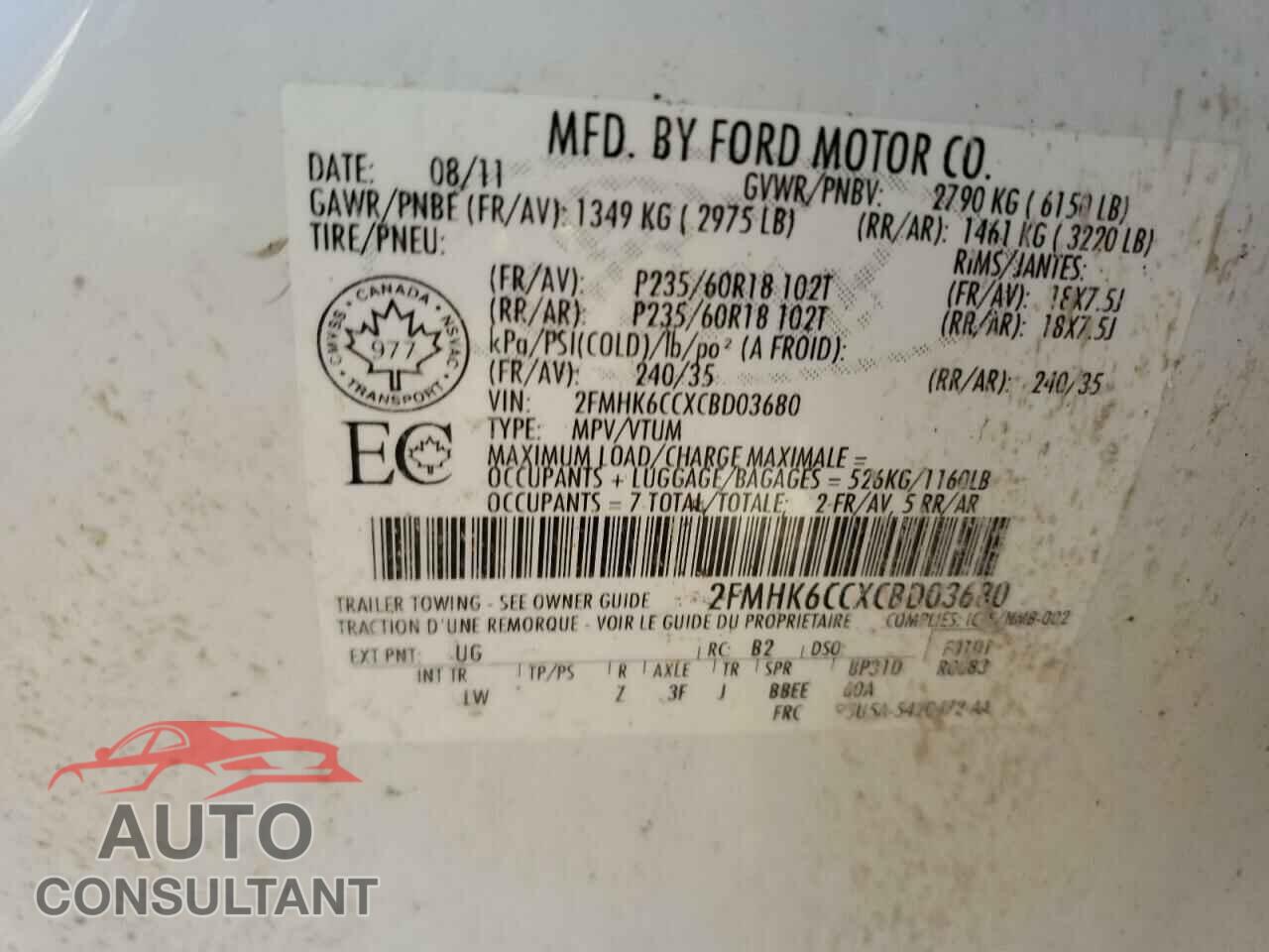FORD FLEX 2012 - 2FMHK6CCXCBD03680