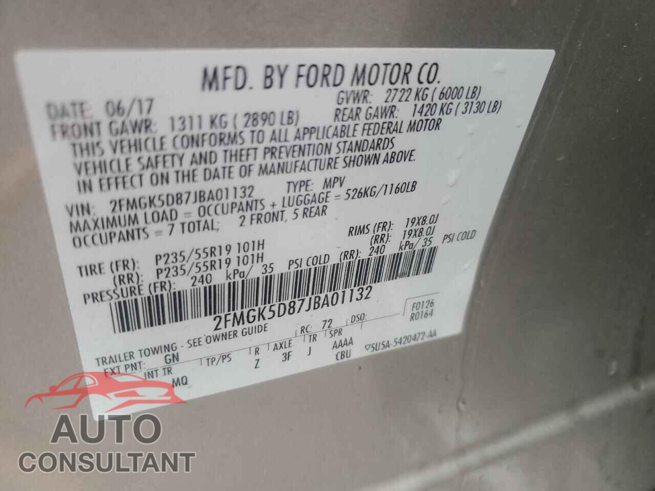 FORD FLEX 2018 - 2FMGK5D87JBA01132