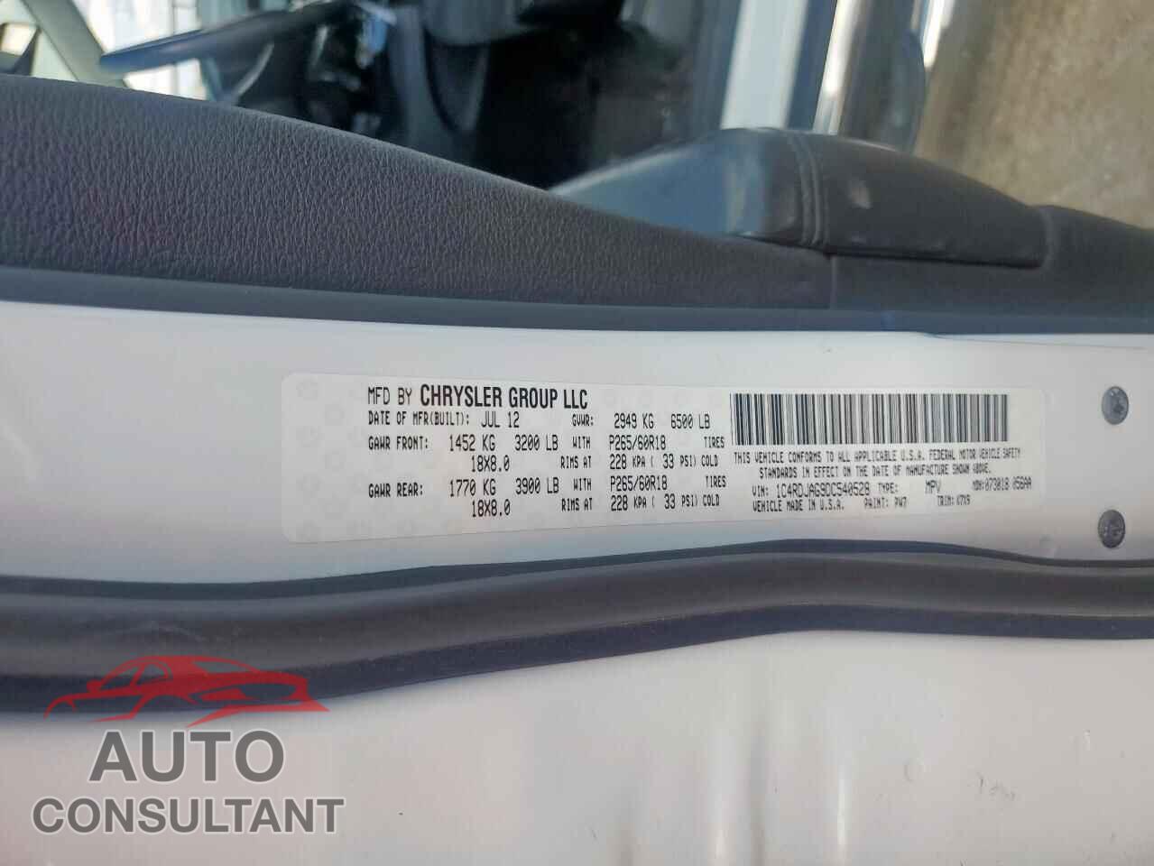 DODGE DURANGO 2013 - 1C4RDJAG9DC540528
