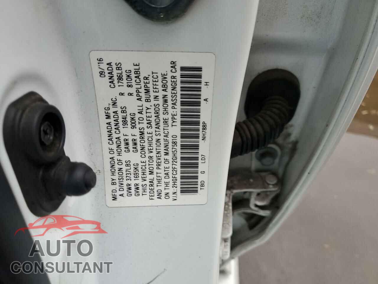 HONDA CIVIC 2016 - 2HGFC2F72GH575810