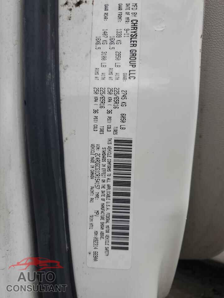 DODGE CARAVAN 2012 - 2C4RDGCG1CR154157
