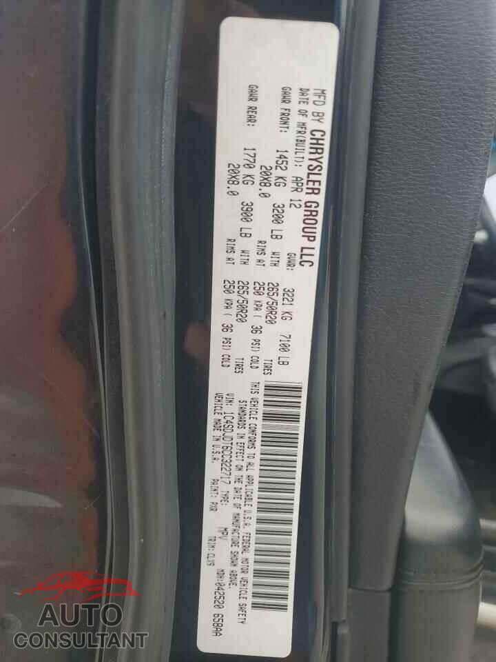 DODGE DURANGO 2012 - 1C4SDJDT6CC322717