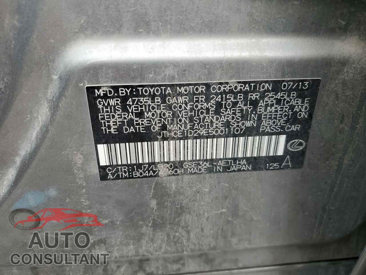 LEXUS IS 2014 - JTHCE1D29E5001107