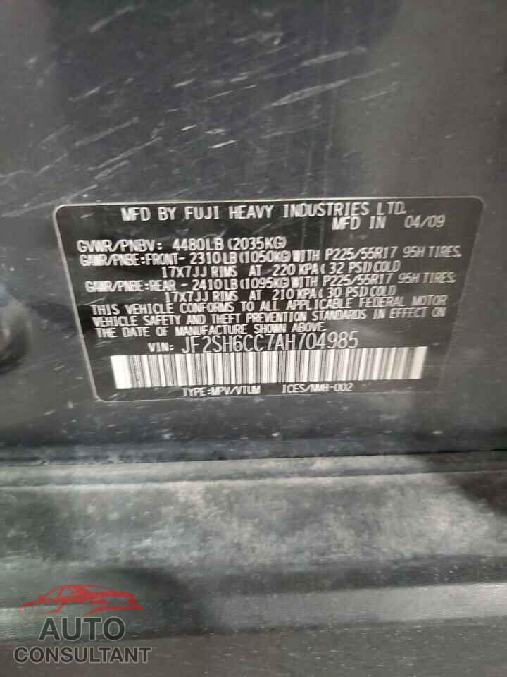 SUBARU FORESTER 2010 - JF2SH6CC7AH704985