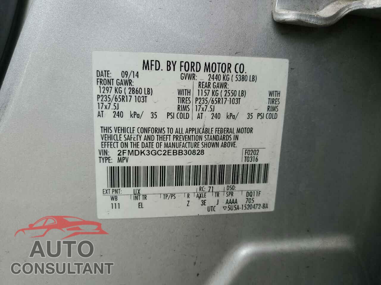 FORD EDGE 2014 - 2FMDK3GC2EBB30828