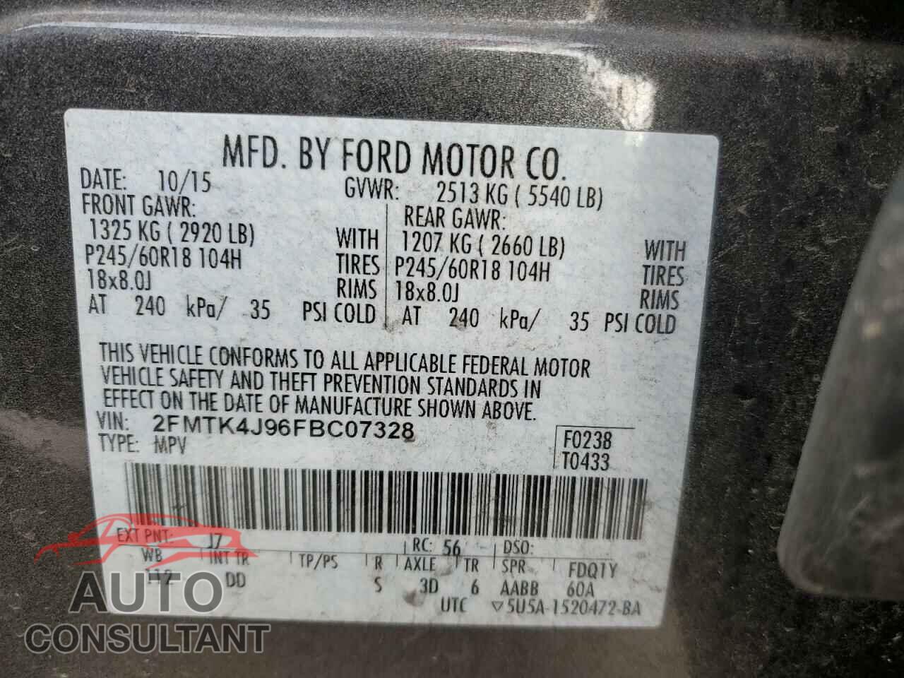 FORD EDGE 2015 - 2FMTK4J96FBC07328