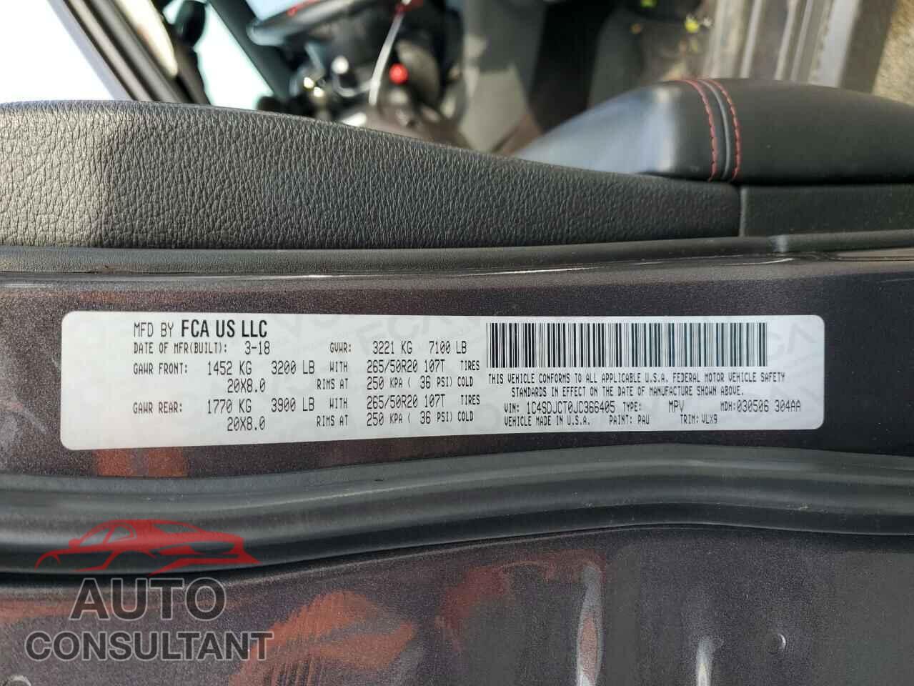 DODGE DURANGO 2018 - 1C4SDJCT0JC366405