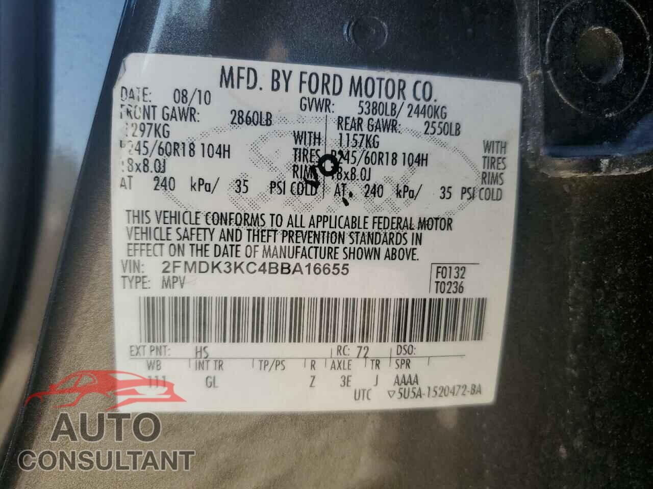 FORD EDGE 2011 - 2FMDK3KC4BBA16655