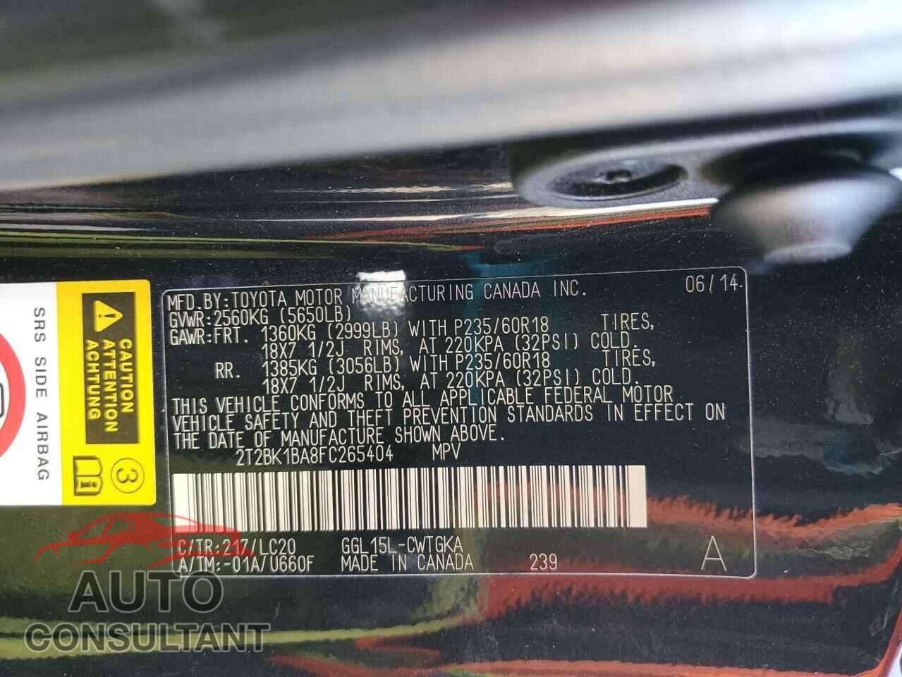 LEXUS RX350 2015 - 2T2BK1BA8FC265404