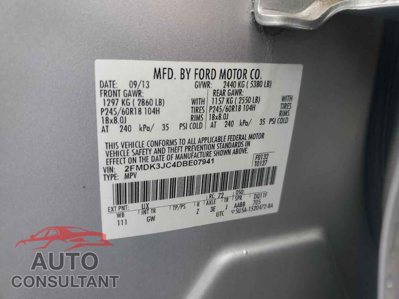 FORD EDGE 2013 - 2FMDK3JC4DBE07941
