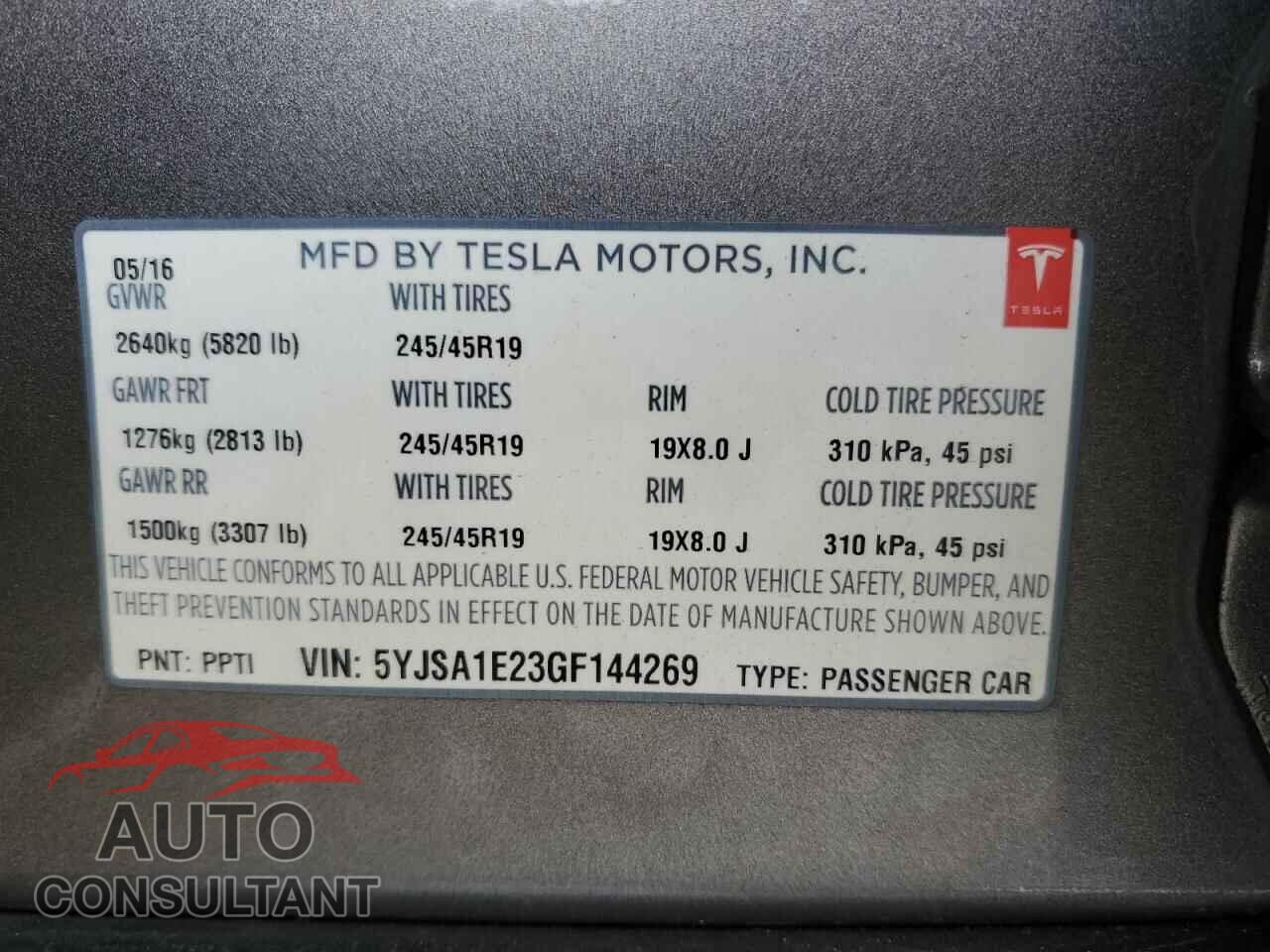 TESLA MODEL S 2016 - 5YJSA1E23GF144269