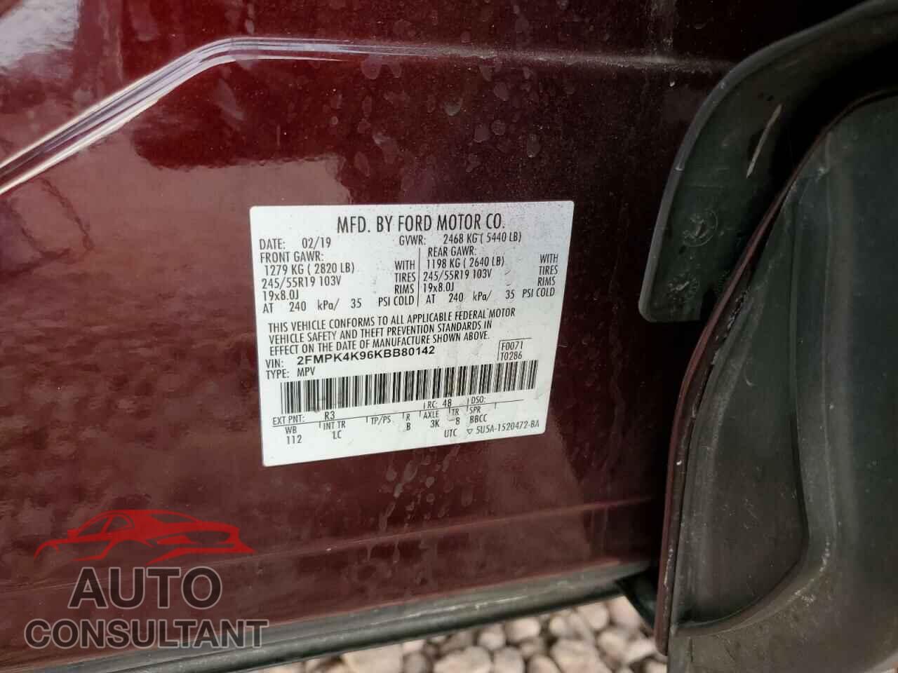 FORD EDGE 2019 - 2FMPK4K96KBB80142