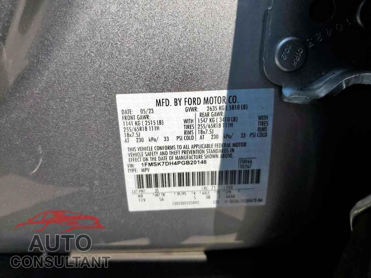 FORD EXPLORER 2023 - 1FMSK7DH4PGB20148
