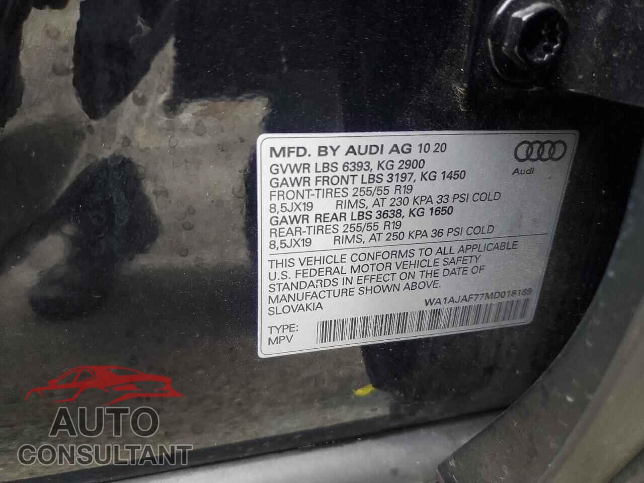 AUDI Q7 2021 - WA1AJAF77MD018189