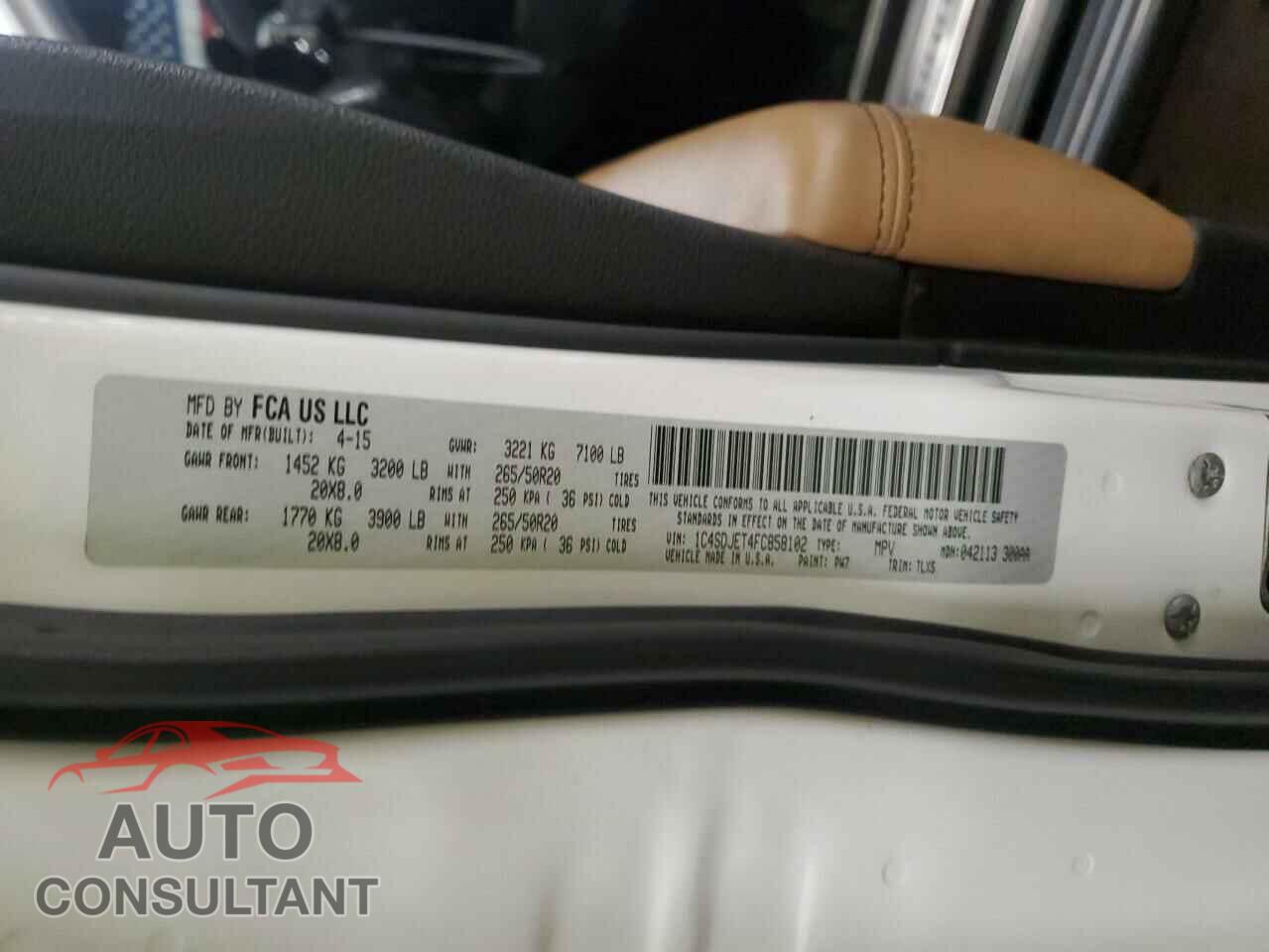 DODGE DURANGO 2015 - 1C4SDJET4FC858102