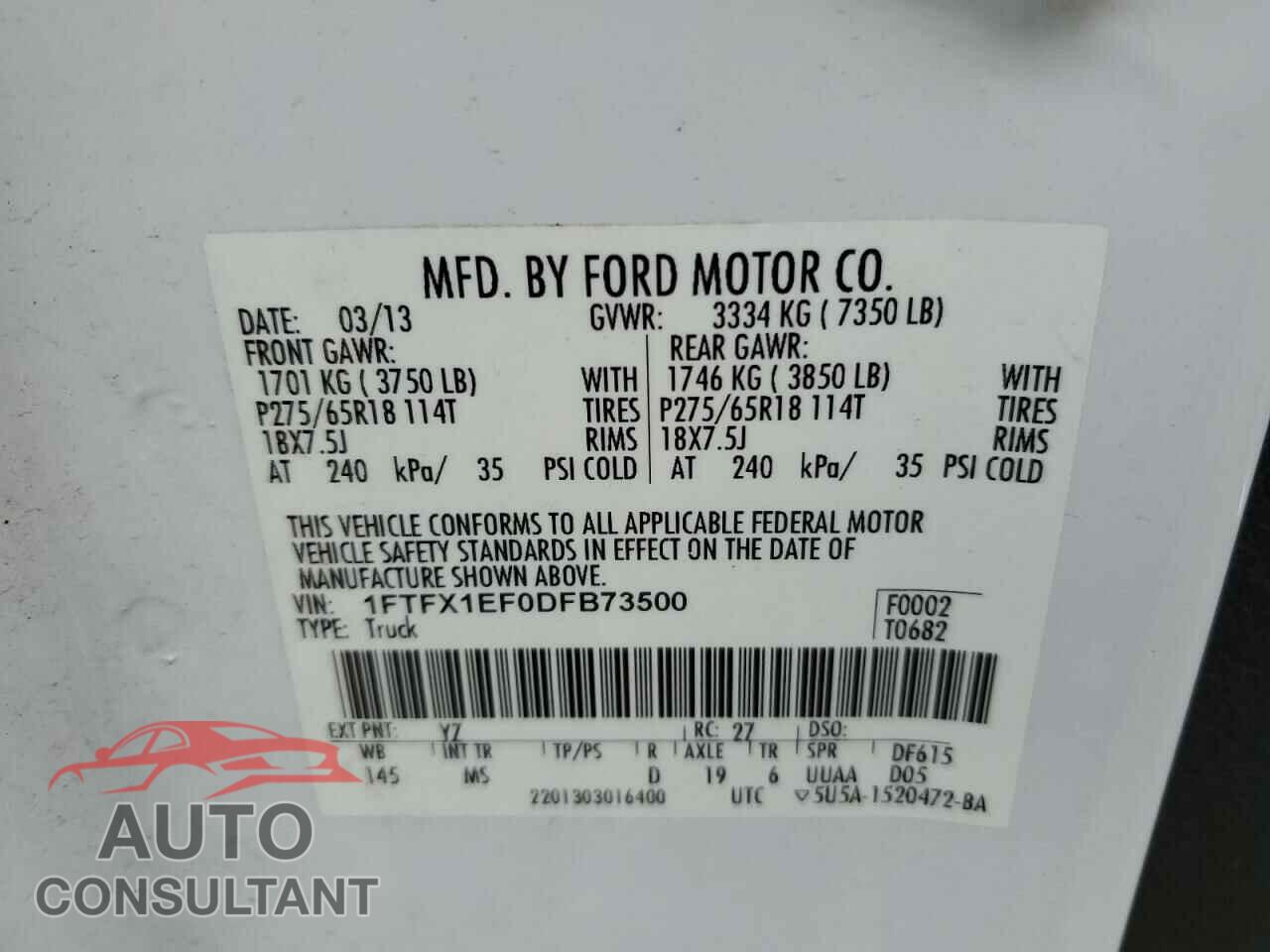 FORD F-150 2013 - 1FTFX1EF0DFB73500