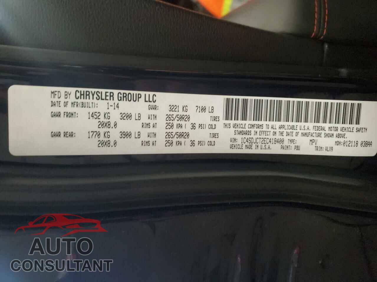 DODGE DURANGO 2014 - 1C4SDJCT2EC418400