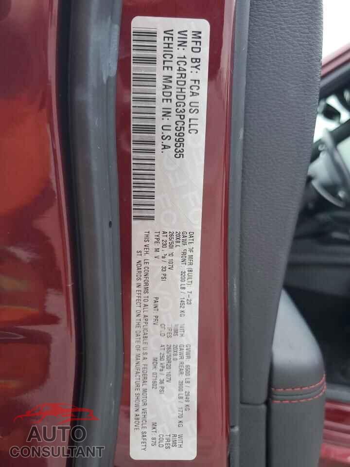 DODGE DURANGO 2023 - 1C4RDHDG3PC599535