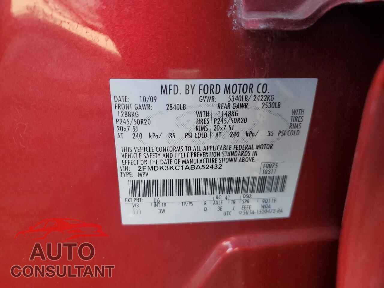 FORD EDGE 2010 - 2FMDK3KC1ABA52432