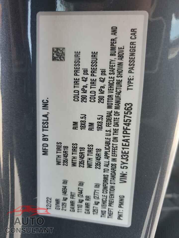 TESLA MODEL 3 2023 - 5YJ3E1EA1PF457563