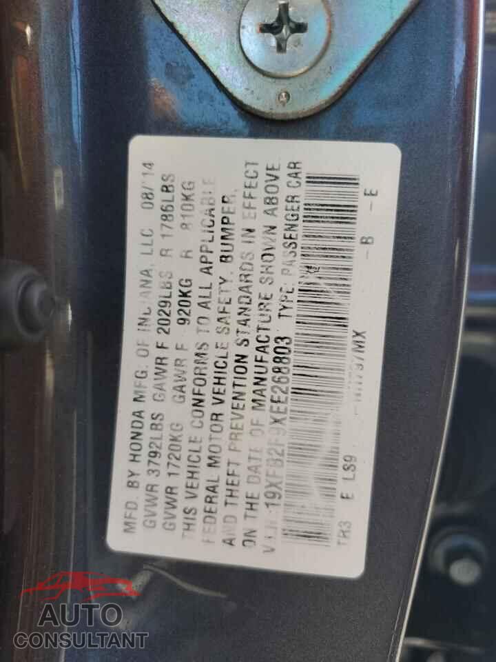 HONDA CIVIC 2014 - 19XFB2F9XEE268803