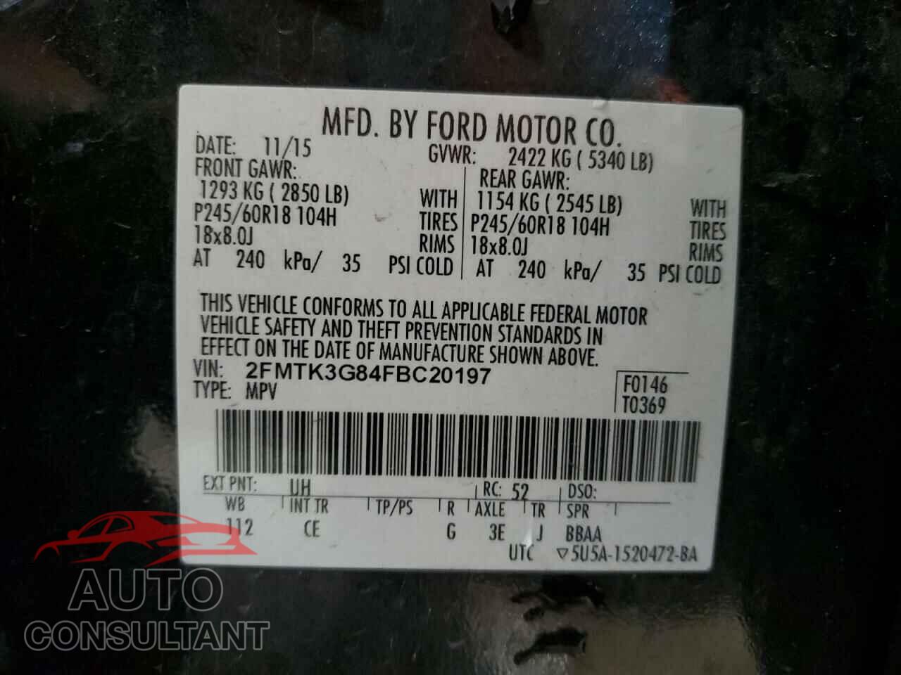 FORD EDGE 2015 - 2FMTK3G84FBC20197