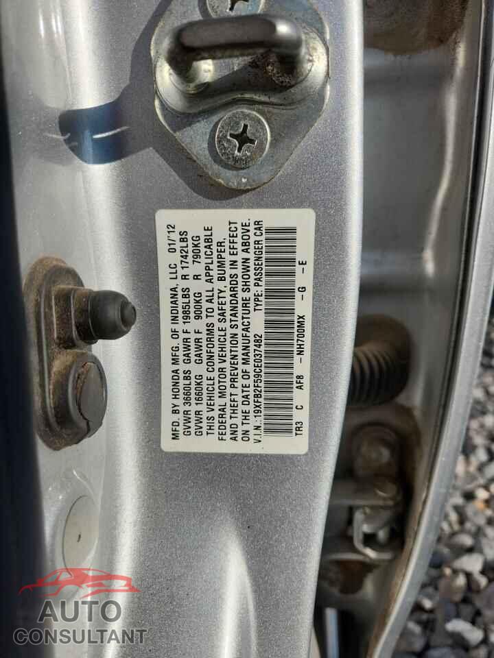 HONDA CIVIC 2012 - 19XFB2F59CE037482