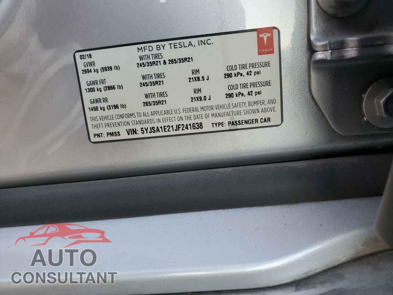 TESLA MODEL S 2018 - 5YJSA1E21JF241638