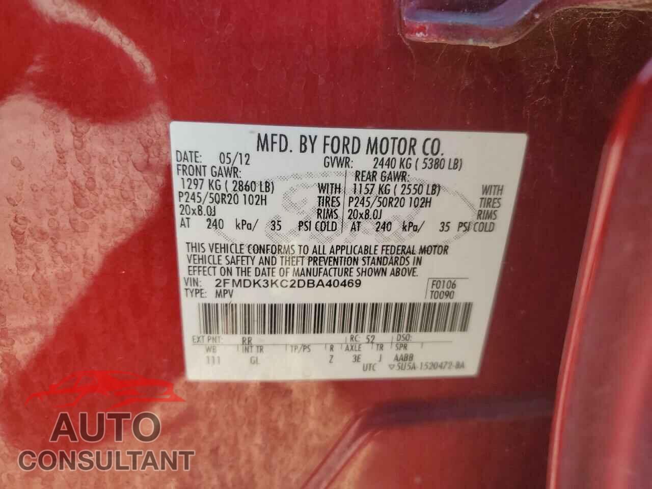 FORD EDGE 2013 - 2FMDK3KC2DBA40469