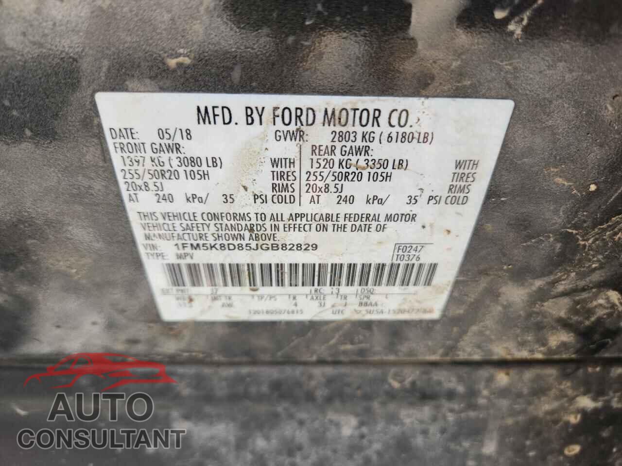 FORD EXPLORER 2018 - 1FM5K8D85JGB82829
