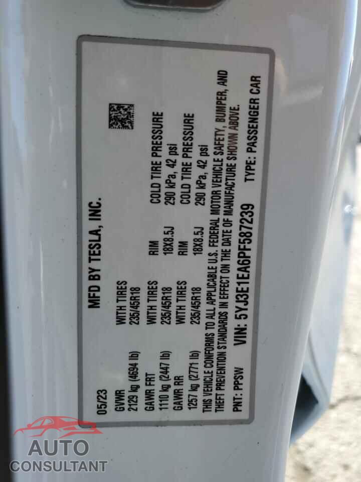 TESLA MODEL 3 2023 - 5YJ3E1EA6PF587239