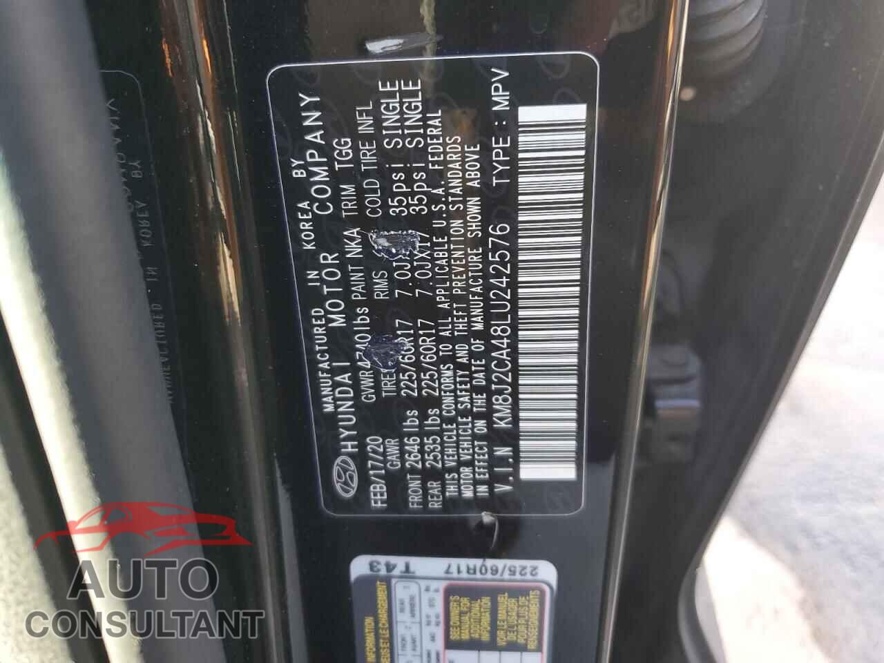 HYUNDAI TUCSON 2020 - KM8J2CA48LU242576