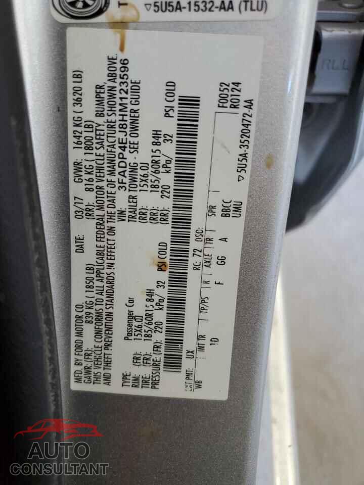 FORD FIESTA 2017 - 3FADP4EJ8HM123596
