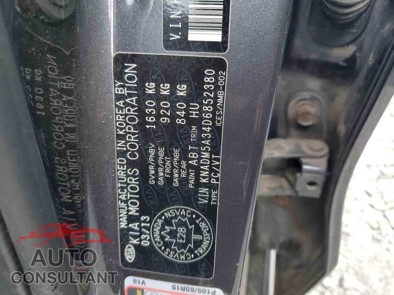 KIA RIO 2013 - KNADM5A34D6852380