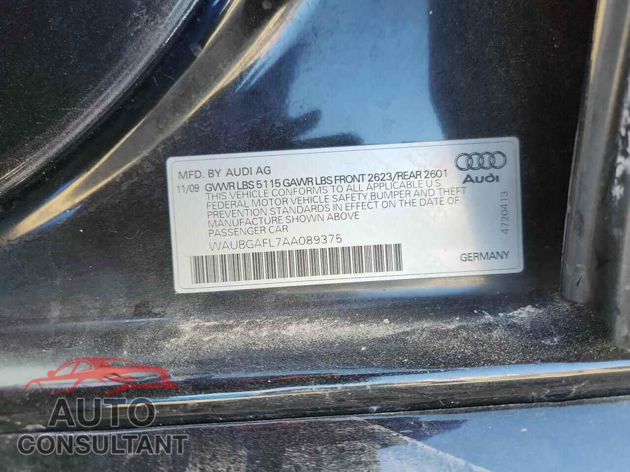 AUDI S4/RS4 2010 - WAUBGAFL7AA089375