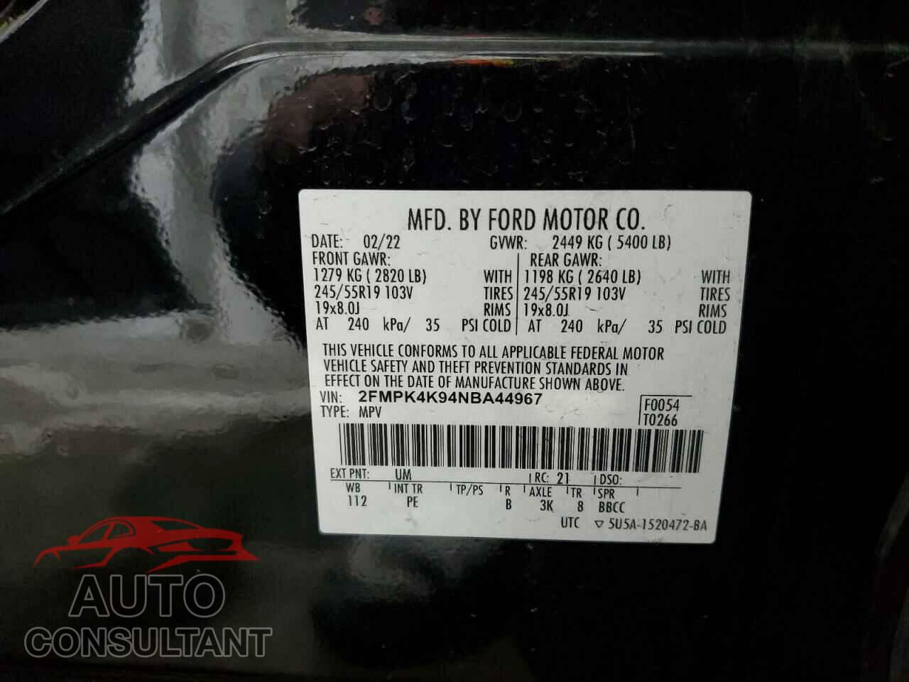 FORD EDGE 2022 - 2FMPK4K94NBA44967