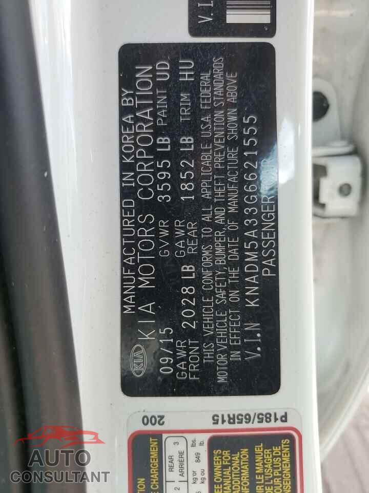 KIA RIO 2016 - KNADM5A33G6621555