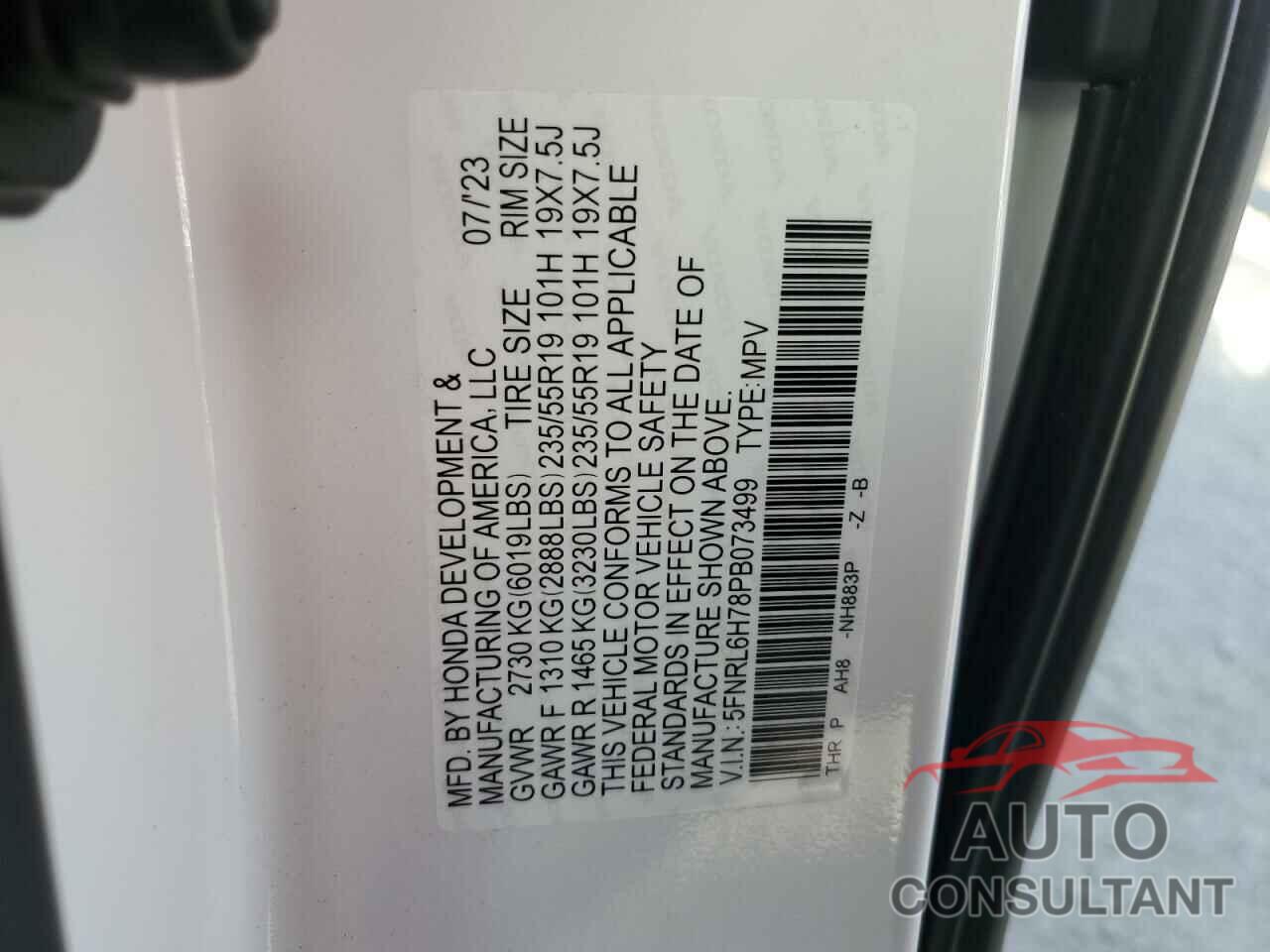 HONDA ODYSSEY SP 2023 - 5FNRL6H78PB073499