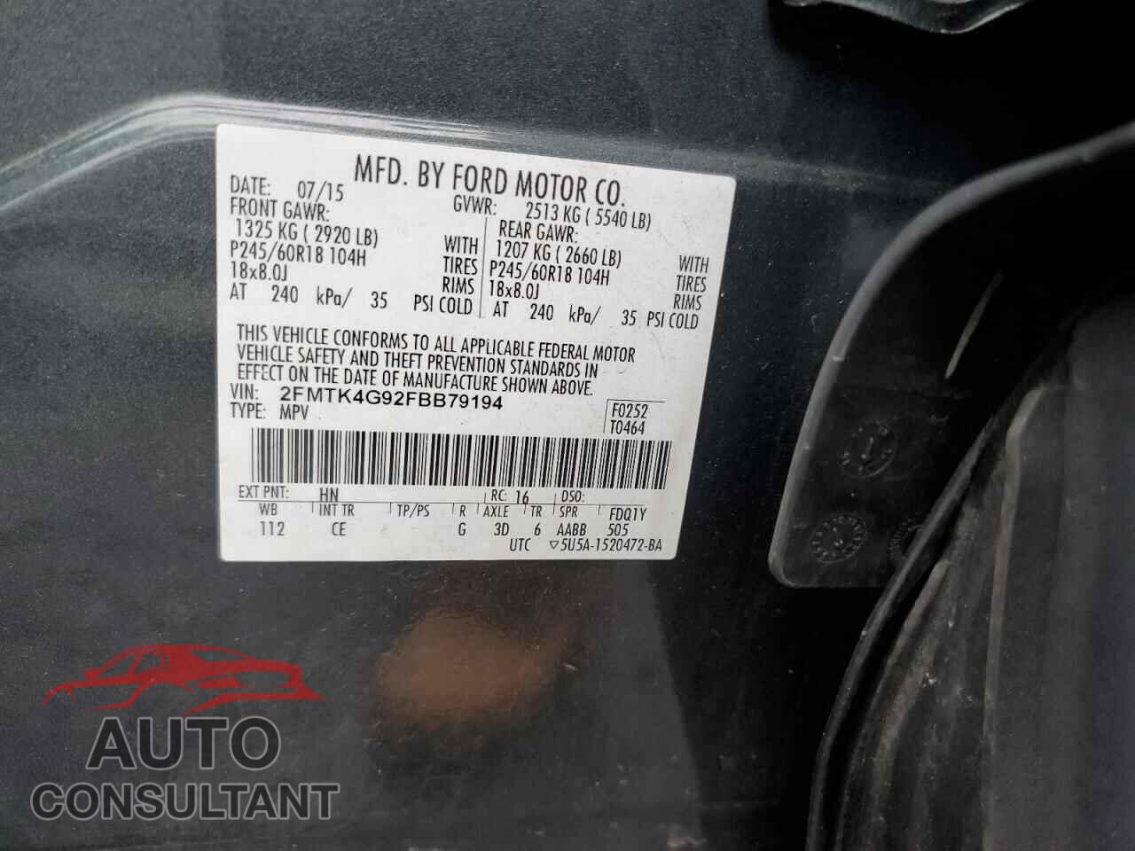 FORD EDGE 2015 - 2FMTK4G92FBB79194
