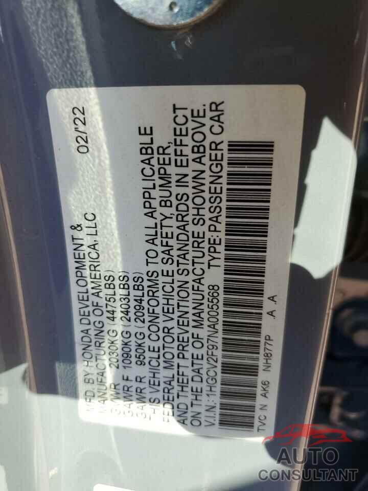 HONDA ACCORD 2022 - 1HGCV2F97NA005568