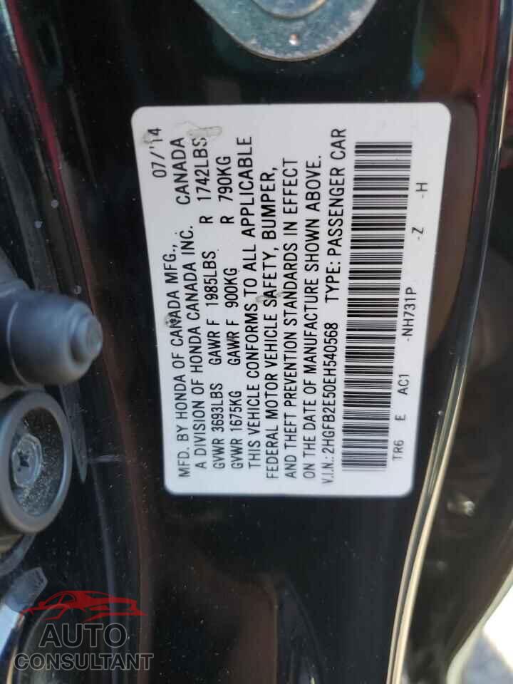 HONDA CIVIC 2014 - 2HGFB2E50EH540568