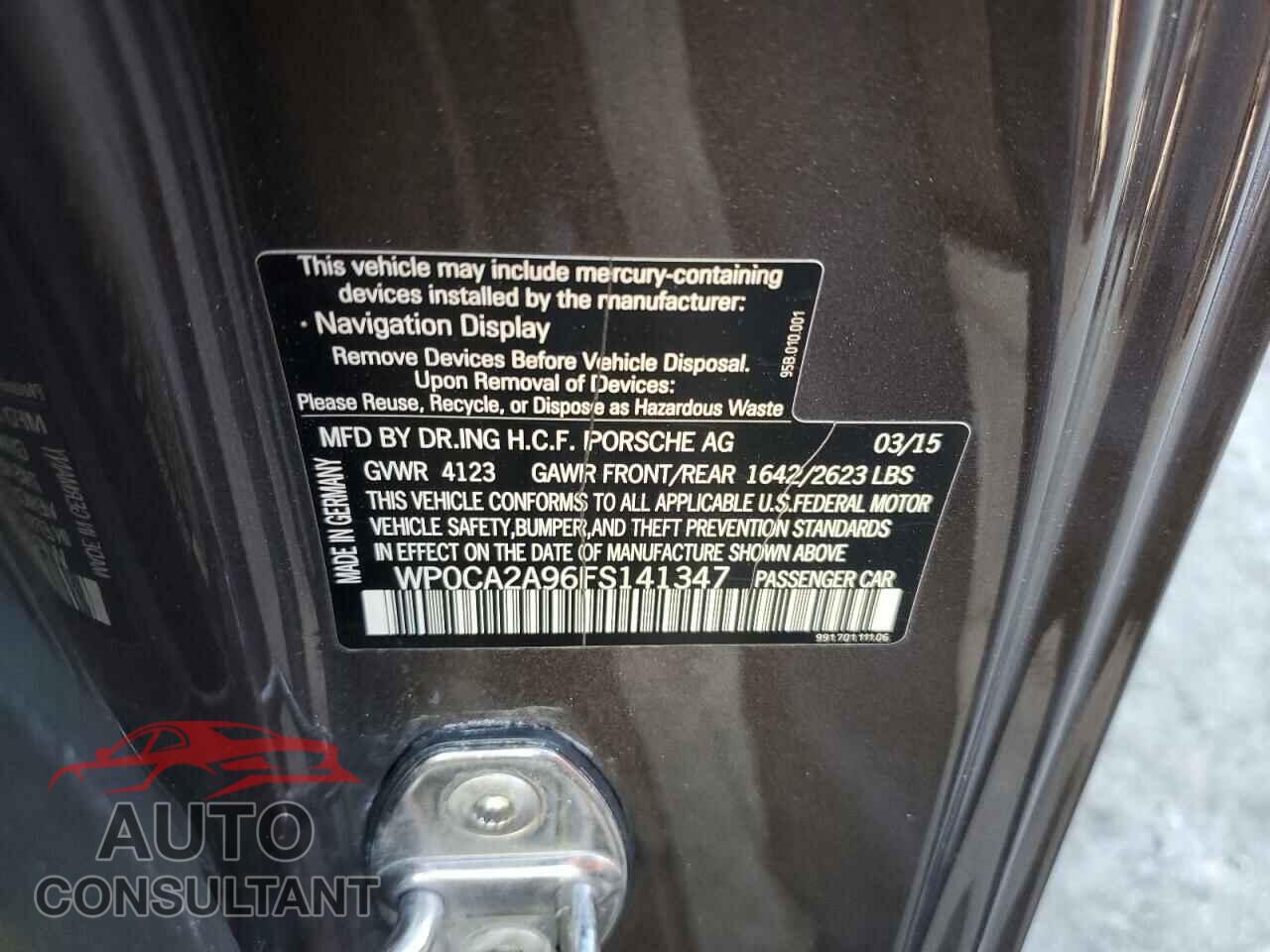 PORSCHE 911 2015 - WP0CA2A96FS141347