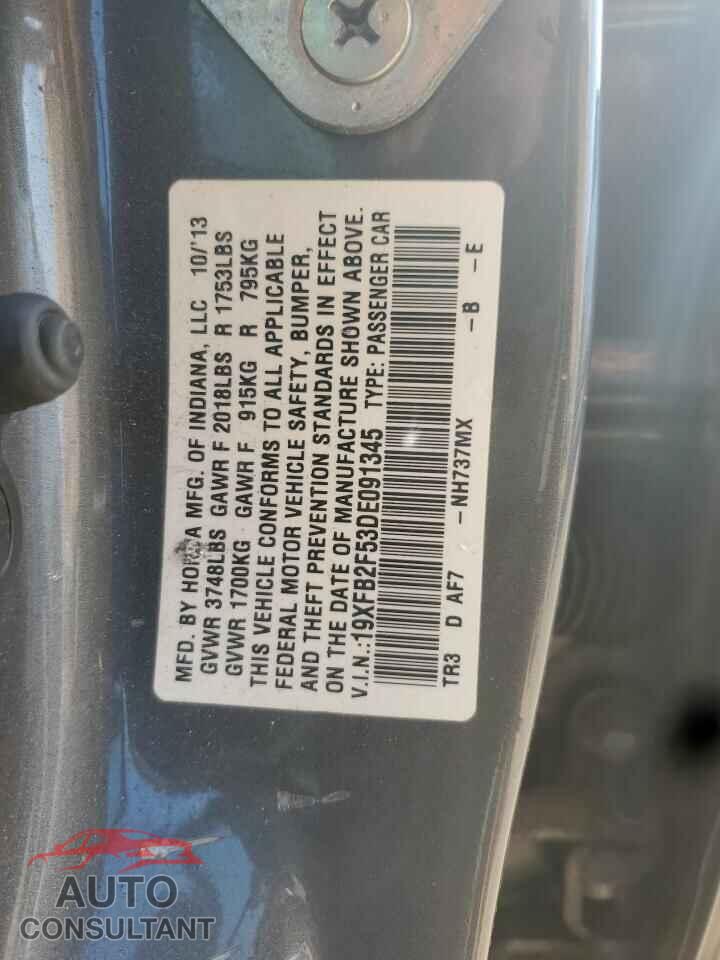 HONDA CIVIC 2013 - 19XFB2F53DE091345
