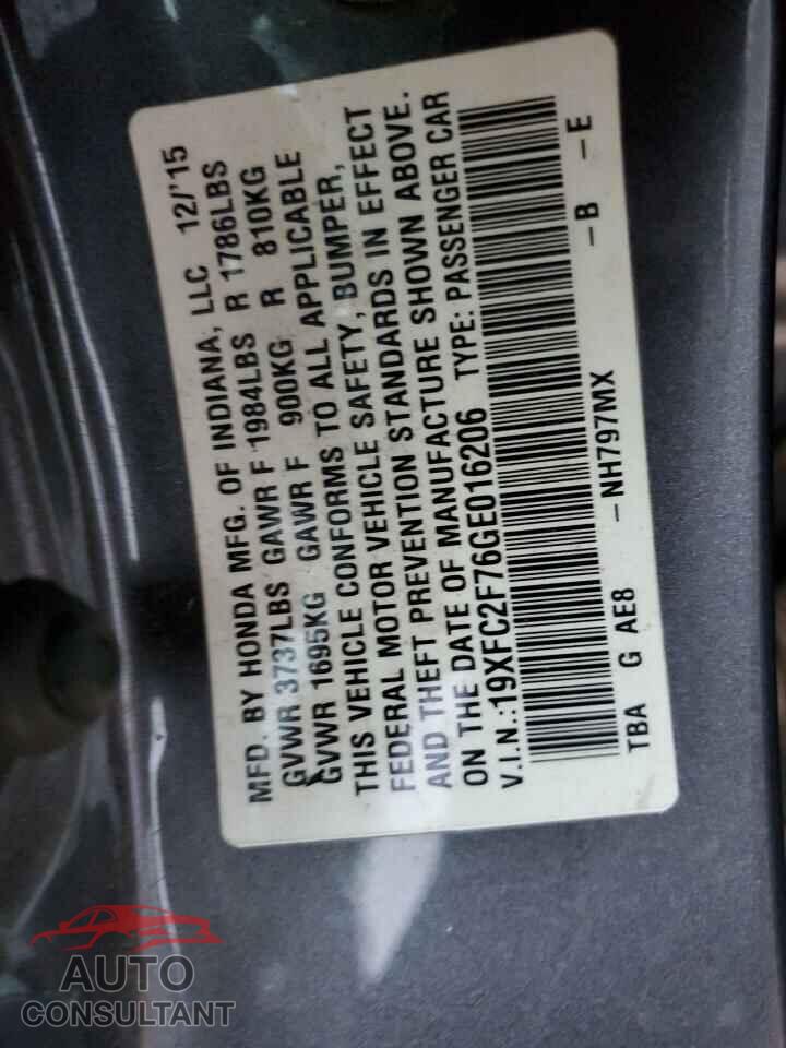 HONDA CIVIC 2016 - 19XFC2F76GE016206