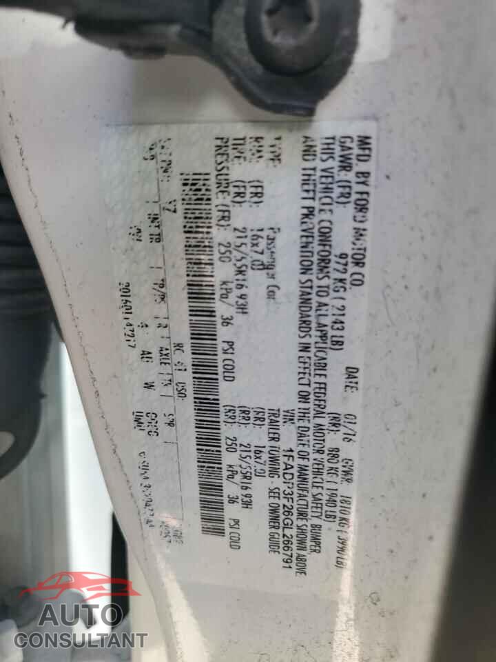 FORD FOCUS 2016 - 1FADP3F26GL266791