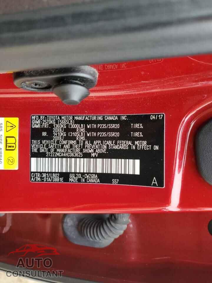 LEXUS RX350 2017 - 2T2ZZMCA4HC063625