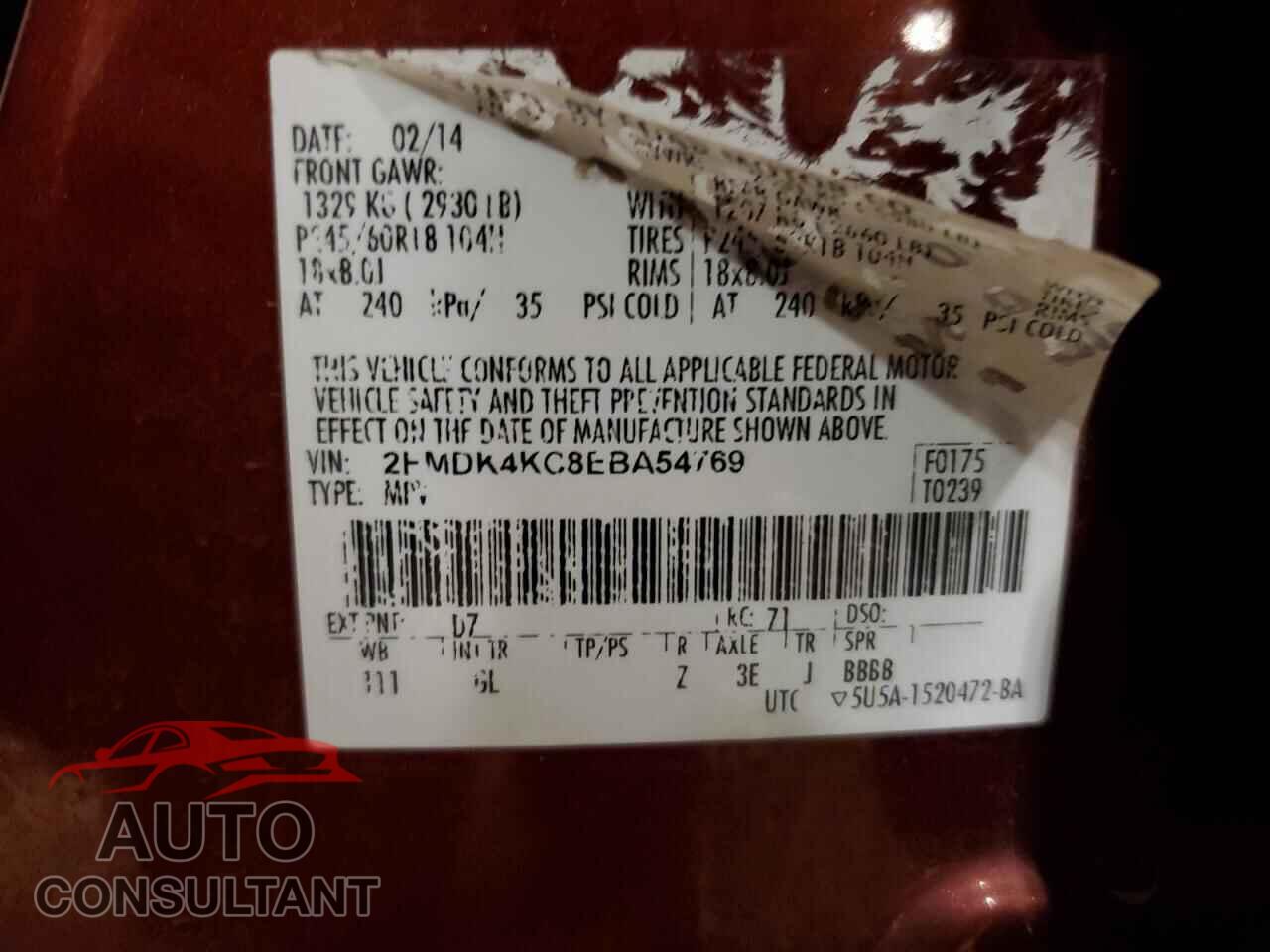 FORD EDGE 2014 - 2FMDK4KC8EBA54769