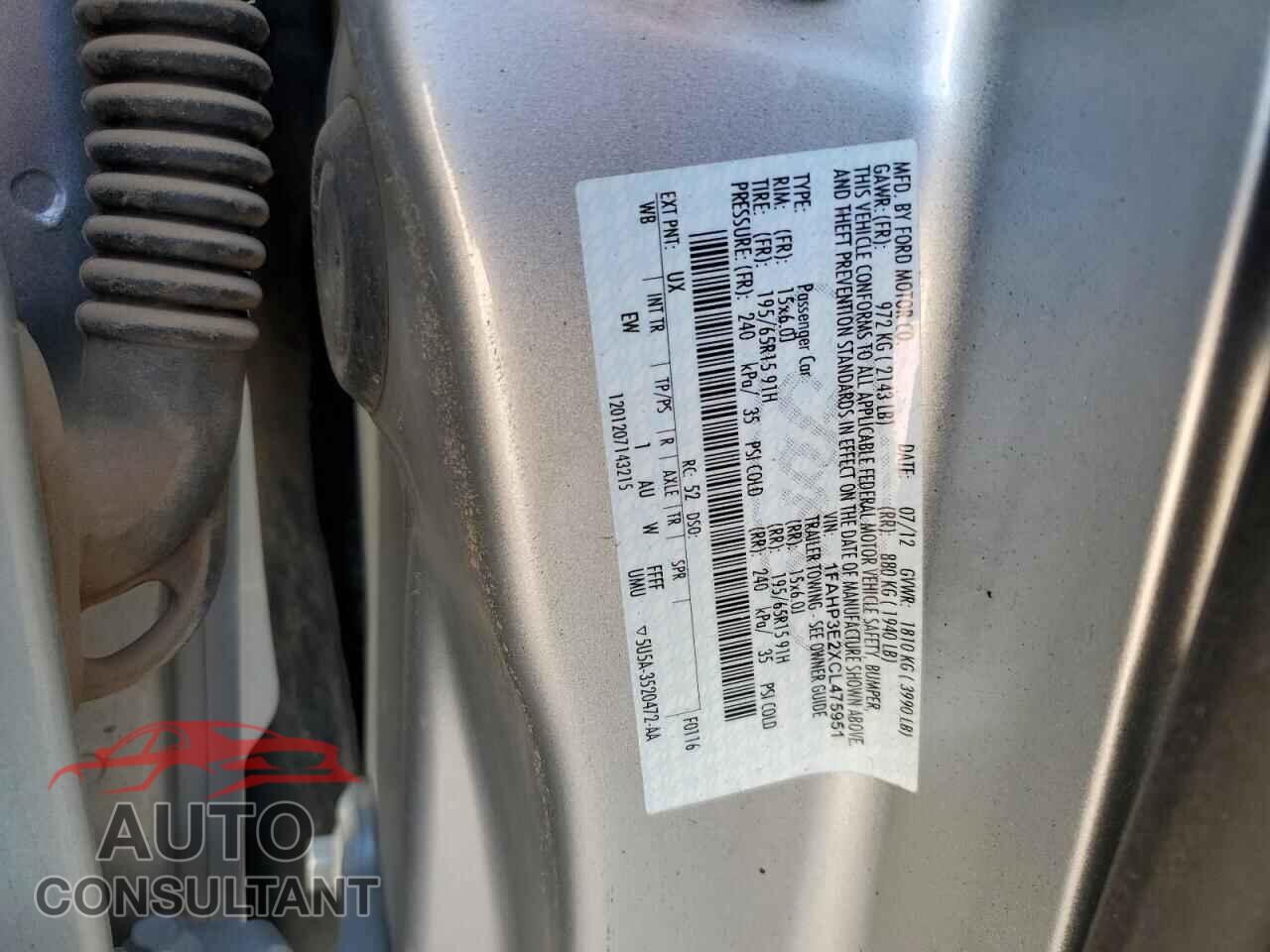 FORD FOCUS 2012 - 1FAHP3E2XCL475951