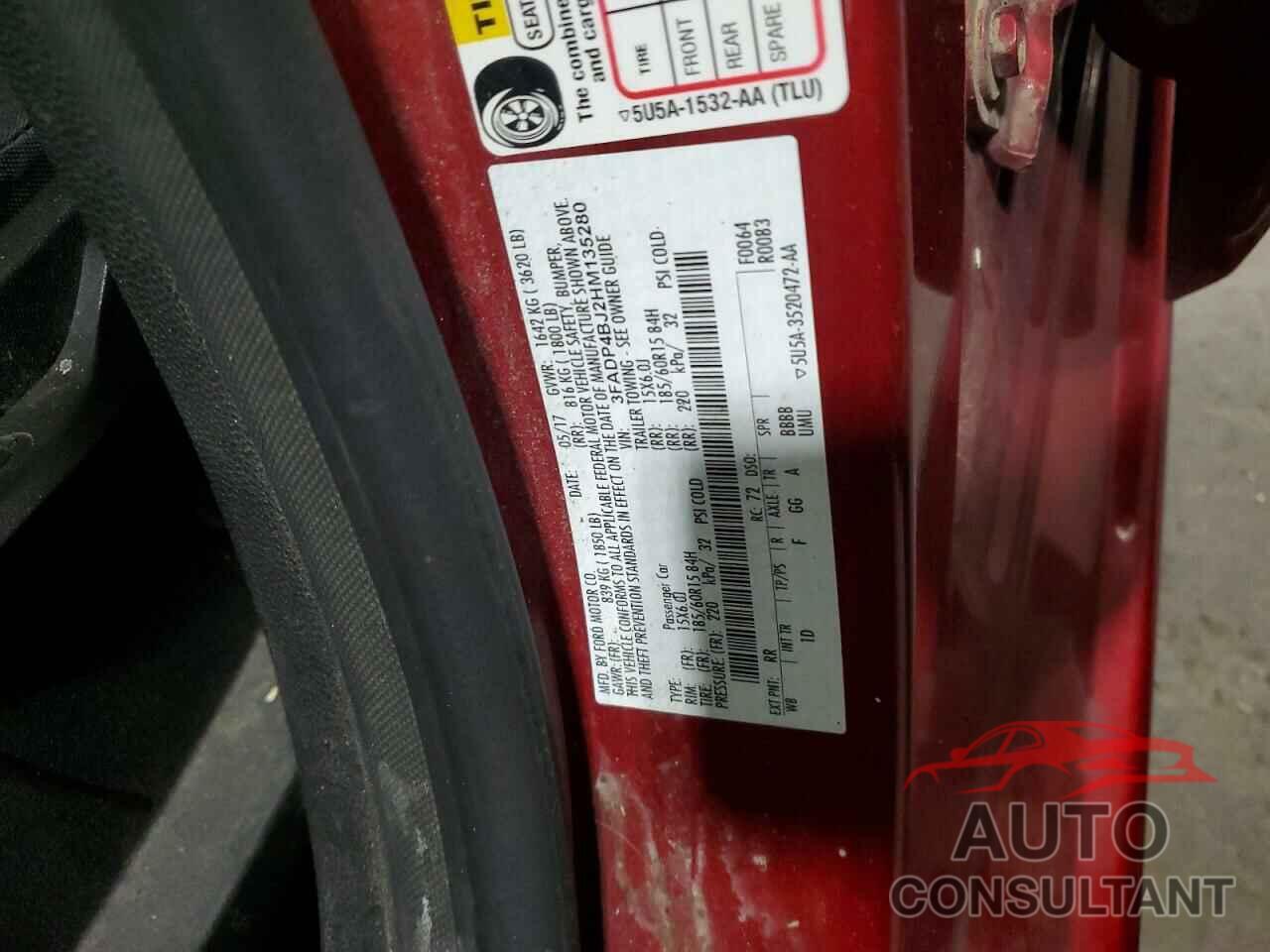 FORD FIESTA 2017 - 3FADP4BJ2HM135280